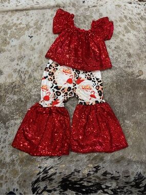 Red Sequin Holiday Kids Matching Set